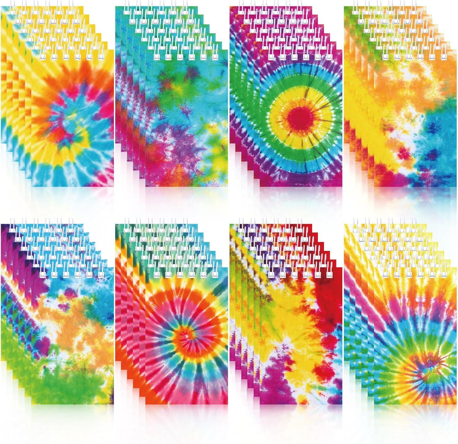 Zonon 48 Pieces Mini Tie Dye Notepads Tie Dye Party Favors Art Party Spiral Pocket Notebooks Fun Coil Mini Notepads for Kids Tie Dye Birthday Party Goodie Bag Fillers Classroom Rewards, 8 Style-0