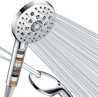 Digiroot Hard Water Filter Shower Head, 15 Stage Shower Filter, 7 Spray Modes High Pressure Shower Head and 1.5M Hose, Universal Handheld Water Softener Shower Heads, Remove Residual Chlorine