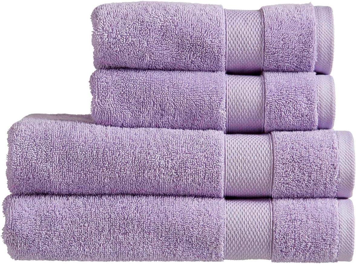 Christy Refresh Towel Set | Set of 4 | 2 Bath 2 Hand | Quick Dry | Tonal and Stylish | Soft Absorbent Bathroom Towels | 100% Cotton 550GSM | Machine Washable | Lilac Petal-0