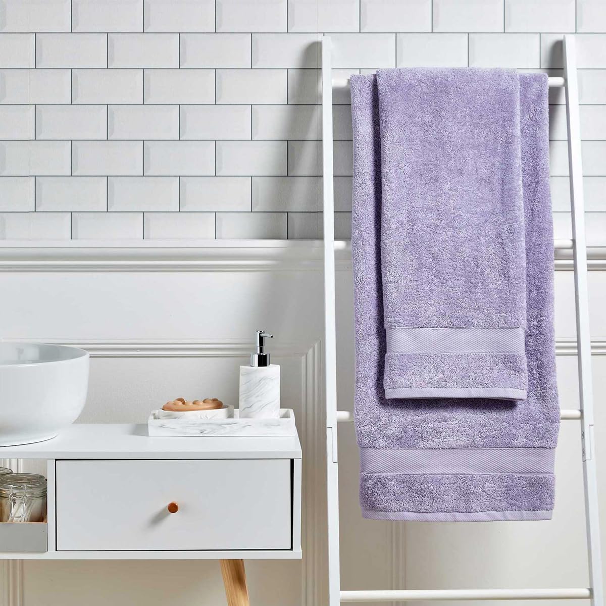 Christy Refresh Towel Set | Set of 4 | 2 Bath 2 Hand | Quick Dry | Tonal and Stylish | Soft Absorbent Bathroom Towels | 100% Cotton 550GSM | Machine Washable | Lilac Petal-1