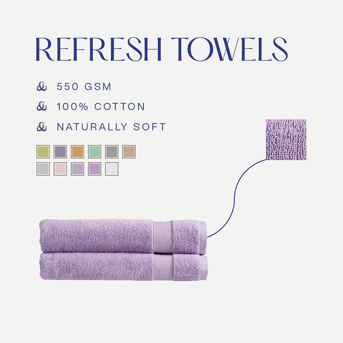 Christy Refresh Towel Set | Set of 4 | 2 Bath 2 Hand | Quick Dry | Tonal and Stylish | Soft Absorbent Bathroom Towels | 100% Cotton 550GSM | Machine Washable | Lilac Petal-4