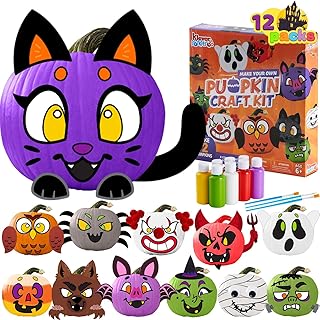 Klever Kits Halloween 3D Pumpkin Decorating Kit, DIY Crafts for Kids, 12 Pcs