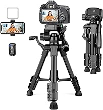 JOILCAN Mini Tripod for Camera, Aluminium 25inch Portable Tripod Stand for iPhone, Lightweight Travel Tripod with Phone Holder & Remote Shutter for Smartphone/DSLR Cameras/Projectors/Video Camcorder