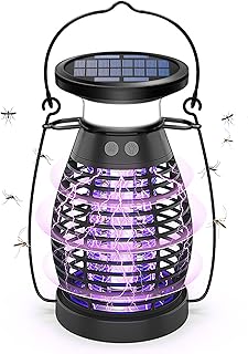 Solar Bug Zapper for Indoor & Outdoor, Rechargeable Waterproof Mosquito Trap Zapper Device, High Power UV Light attracts Flies Gnats Moths, Insect Killer Lamp for Garden Patio Backyard Camping