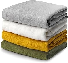 Maliton Muslin Cloths for Baby, 50x25CM Baby Muslins Pack, 4 Pack100% Cotton for Sensitive Skin Face Cloth, Ultra Soft & Absorbent 6 Layers Burp Cloths, Baby Essentials for Newborn(Spring Colour)