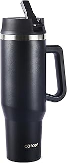 CAROTE Vacuum Insulated Stainless Steel Water Bottle, Double Walled Water Flask, Large Drink Flask for Hot Cold Drinks, Leak Proof, Sweat Free, 40Oz,1200ml, Black