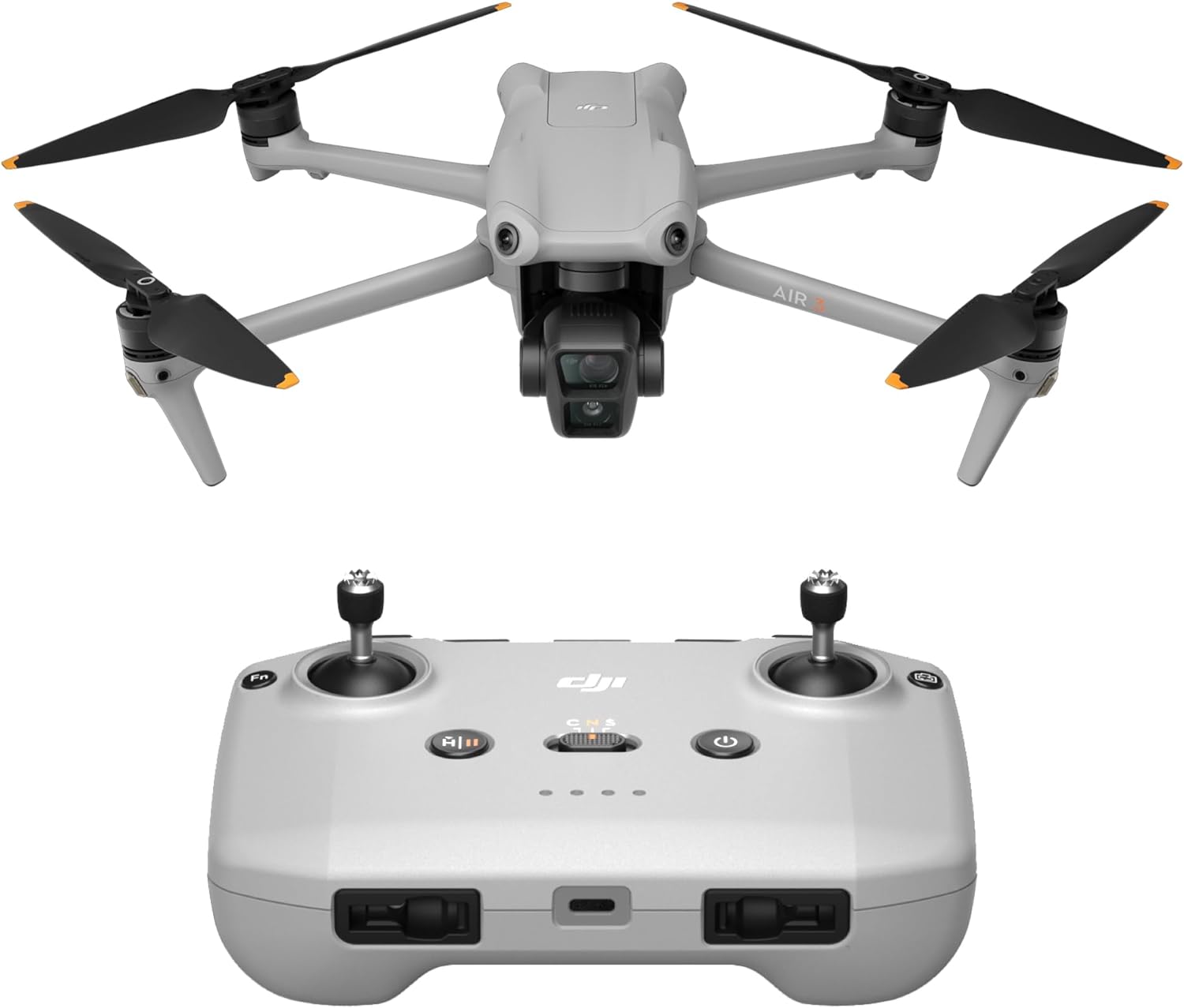 DJI Air 3 (DJI RC-N2), Drone with Medium Tele & Wide-Angle Dual Primary Cameras, 46-Min Max Flight Time, Omnidirectional Obstacle Sensing, 48MP Photos, 4K/60fps HDR Video, O4-0