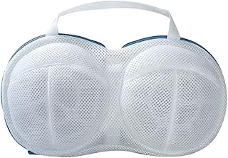 TITA-DONG High Permeability Bra shaped Mesh Wash Bags with Handle and Zipper, Laundry Bag Bra Washing Bags, 3D Cup Shape Design Bra Mesh Laundry Bags Holder for Washing Machines, 13x10 inch(Blue)