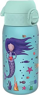 Ion8 Kids Water Bottles, BPA Free, Leakproof, Dishwasher Safe, Easy Open, Secure Lock, Small Boys & Girls Water Bottle,Kids Drinks Bottle for Spill-free Drinking, Blue, Mermaids, 350ml/12oz