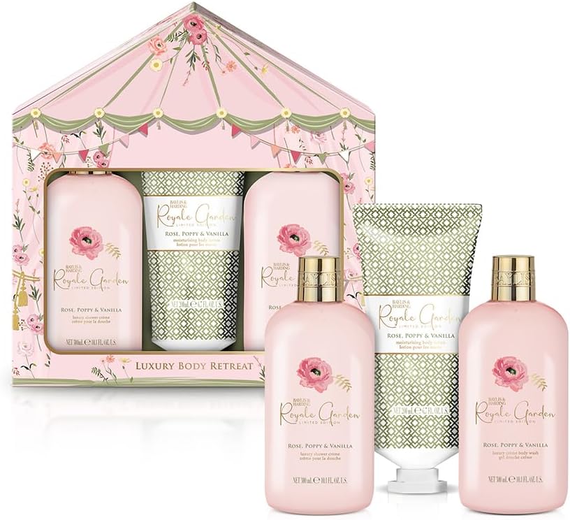 Baylis & Harding Royale Garden Rose, Poppy & Vanilla Luxury Trio Bathing Gift Set (Pack of 1) - Vegan Friendly-0