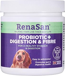 RenaSan Dog Probiotic, Digestion & Fibre (108g) – improve bowel function, stool quality, supports immunity, improves health, easy to administer powder, created by senior vets & nutritionists