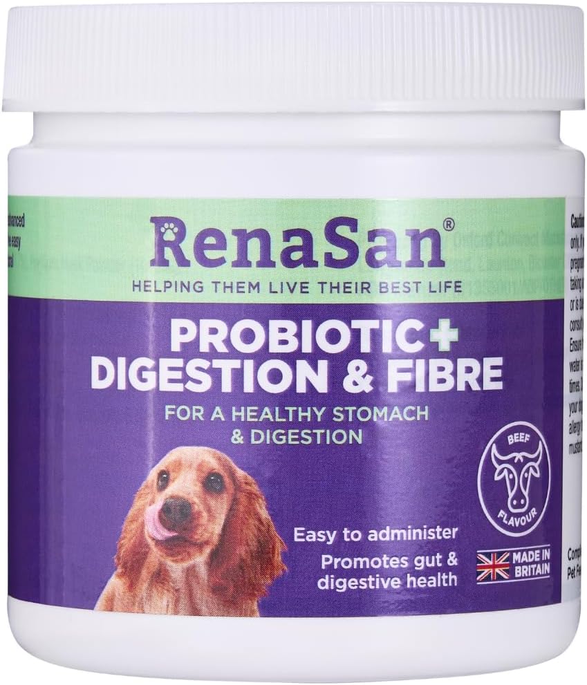 RenaSan Dog Probiotic, Digestion & Fibre (108g) – improve bowel function, stool quality, supports immunity, improves health, easy to administer powder, created by senior vets & nutritionists-0