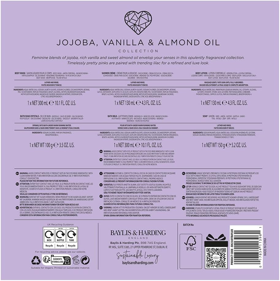 Baylis & Harding Jojoba, Vanilla & Almond Oil Ultimate Bathing Large Gift Set (Pack of 1) - Vegan Friendly-5