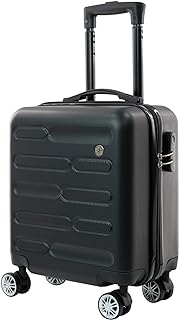 SA Products Cabin Suitcase, Easy Jet 45x36x20 Cabin Bag | Lightweight, Telescopic Handle, Hard Shell Small Carry on Suitcase with Wheels | Travel Luggage (Black)