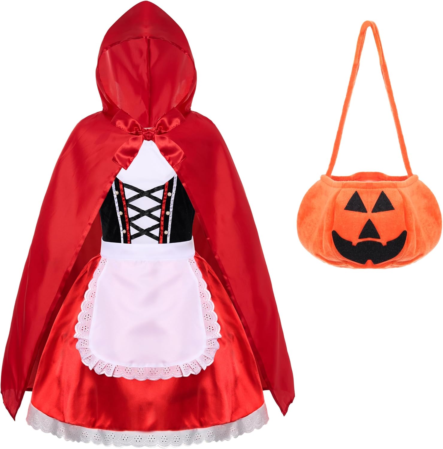 Spooktacular Creations Little Red Riding Hood Costume, Girls Halloween Costume for Role-Playing, Pretend Play Party and Halloween Dress Up-2