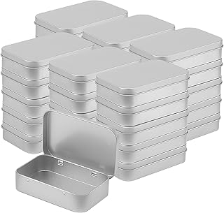 KEILEOHO 30 PCS Rectangular Storage Tins Box, 94x61x20mm Metal Storage Organizer Tins with Hinged Lid, Storage Tins Box for Storage