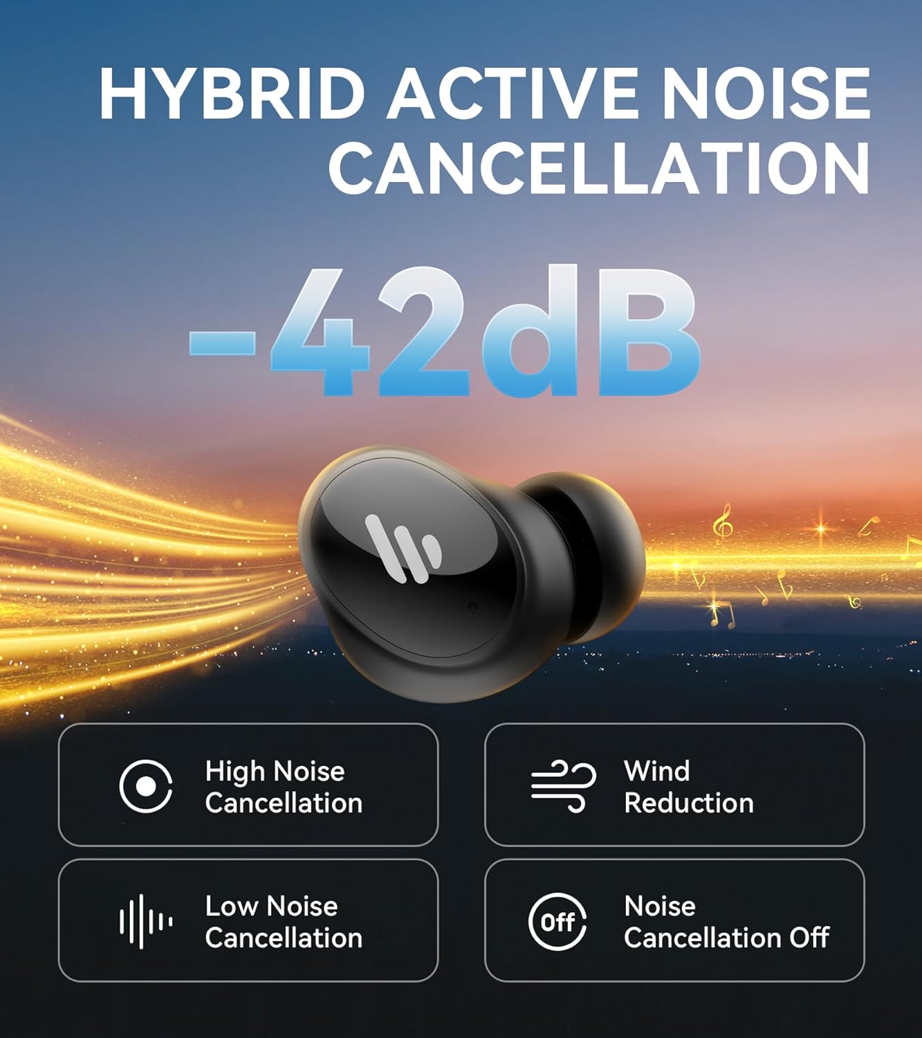 Edifier TWS1 Pro 2 Active Noise Cancellation Earbuds, 42dB Depth ANC, AI-Enhanced Calls with 4 Mics, in-Ear Detection, Fast Charging, Game Mode, Custom EQ, True Wireless Bluetooth 5.3 Earbuds - Black-1