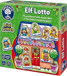 Orchard Toys Elf Lotto Mini Game, Small and Compact, Travel Game, Fun Festive Game For Ages 3-6, Educational Game Toy