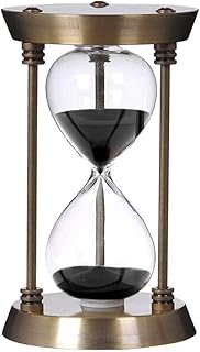 Hourglass Timer 60 Minute, Bronze Metal Frame Decorative Sand Timer (Black Sand, 8.6x6x6 inch)