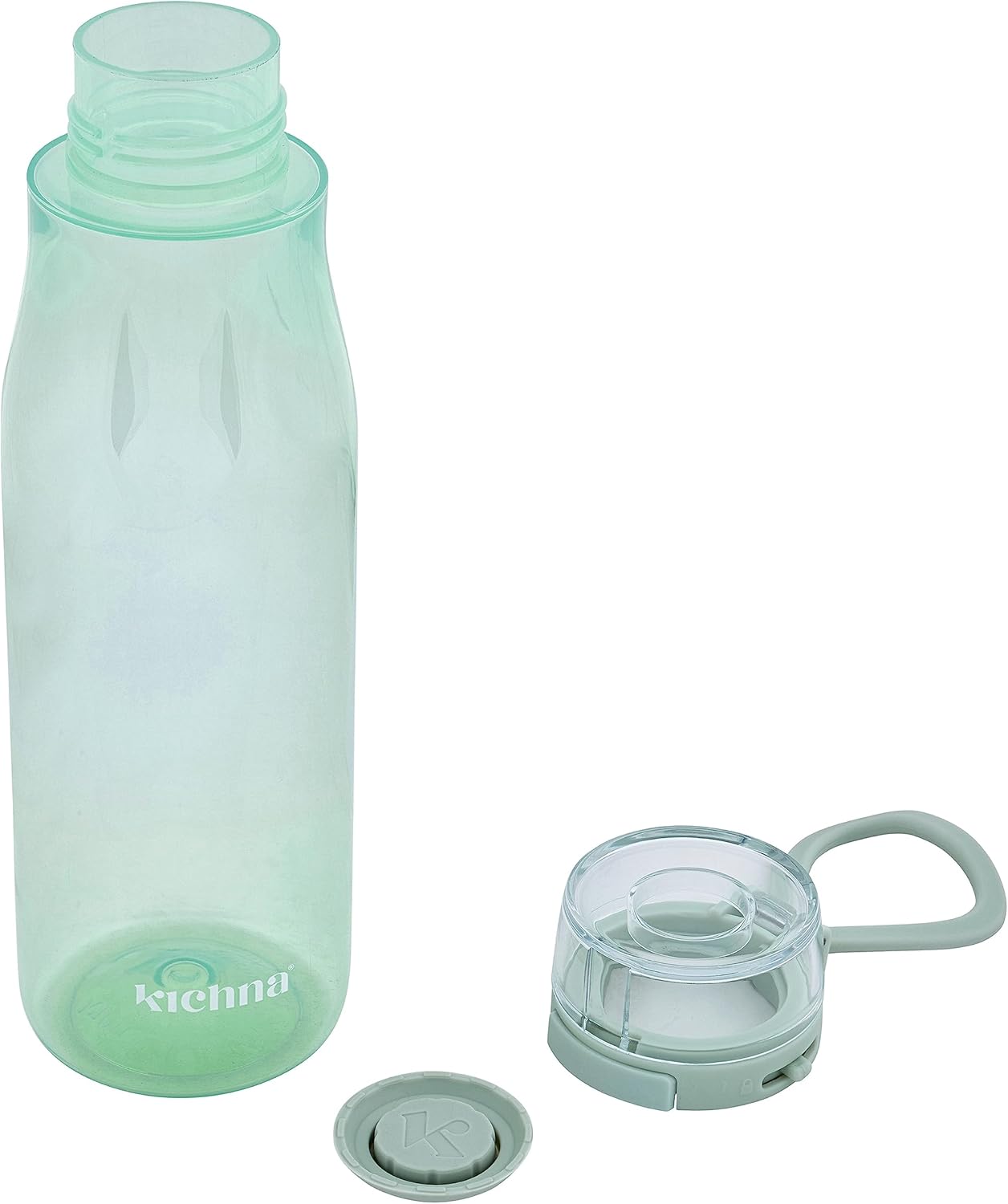 Kichna The Quencher Sports Water Bottle BPA Free Plastic Leakproof Drinking Bottle with Carry-on Loop and Flip Lid for Gym, Hiking, Yoga and Travel 700ml - Pistachio Green-11