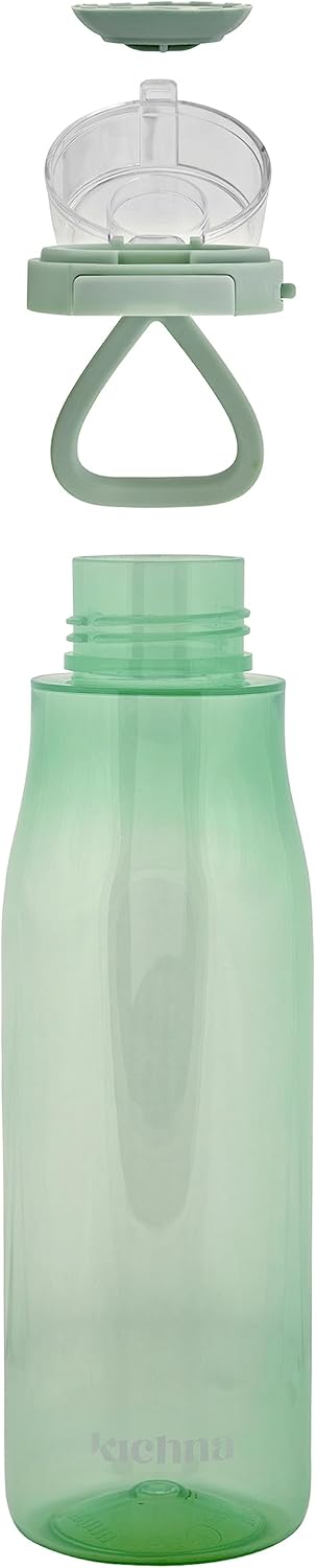 Kichna The Quencher Sports Water Bottle BPA Free Plastic Leakproof Drinking Bottle with Carry-on Loop and Flip Lid for Gym, Hiking, Yoga and Travel 700ml - Pistachio Green-7