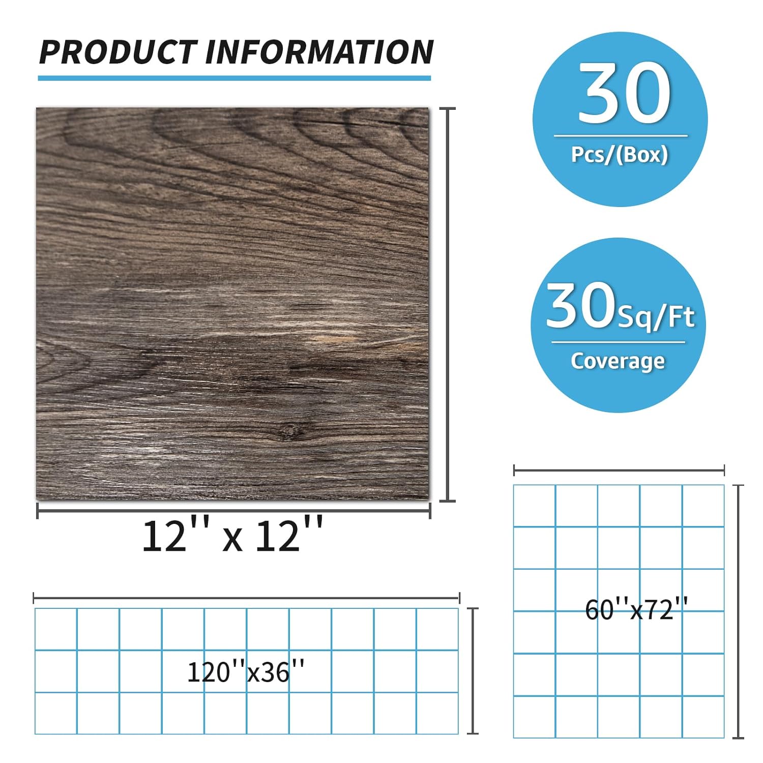 Art3d Peel and Stick Vinyl Floor Tiles 12 x 12 inch, 30-Sheet Self Adhesive Waterproof Flooring Wood Planks for Kitchen, Dining Room, Bedrooms, Cover 30 Sq. Ft, Dark Brown Oak-5