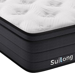 SuiLong Super King Mattress, 12 inch Gel Memory Foam Hybrid Mattress, 7- Zone Individually Wrapped Spring, Pocket Sprung, Orthopaedic 6 FT Medium Mattress (180X200X30 cm)