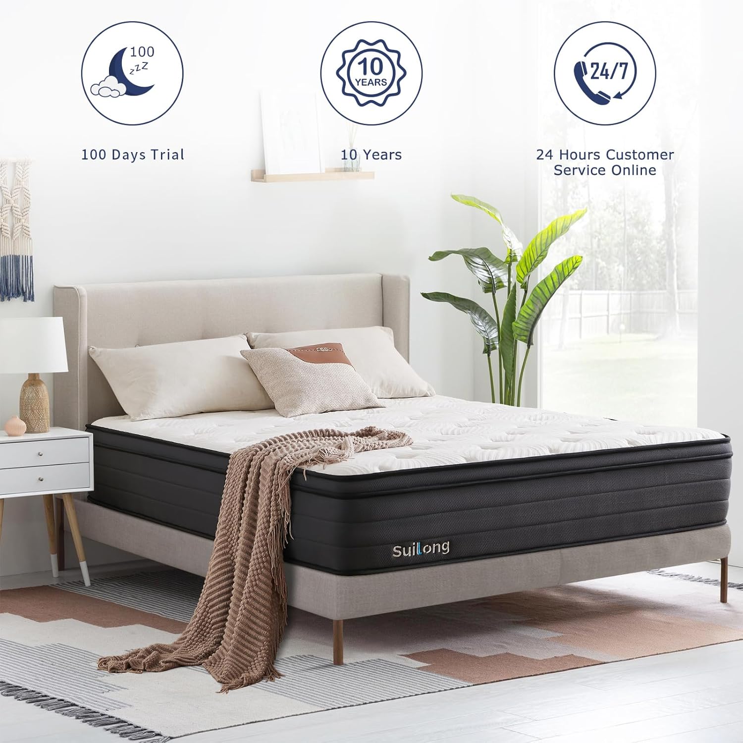 SuiLong Super King Mattress, 12 inch Gel Memory Foam Hybrid Mattress, 7- Zone Individually Wrapped Spring, Pocket Sprung, Orthopaedic 6 FT Medium Mattress (180X200X30 cm)-6