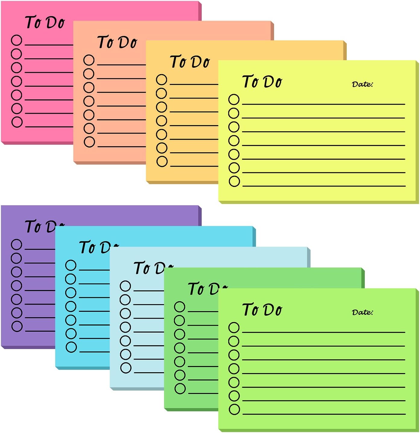 9 Pack to Do List Sticky Notes, Self-Stick Sticky Notes, Colorful Sticky Notes Pad with Lines, Do List Notepads for School Office Meeting Home Plan Reminder Stationery Supplies(450 Sheets,10 * 7cm)-0