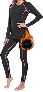 SIMIYA Womens Base Layer Breathable Long Sleeve Ladies Thermal Underwear Set Quick Dry Thermals Top and Bottoms Winter Thermal Clothing for Outdoor Activities