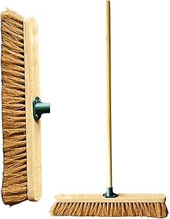 24” Broom Indoor Outdoor Soft Broom Sweeping Brush with Wooden Handle Natural Indoor Floor Brush with Dense Soft Bristles Brooms for Office Warehouse and Garage (Softer Coco Bristles)