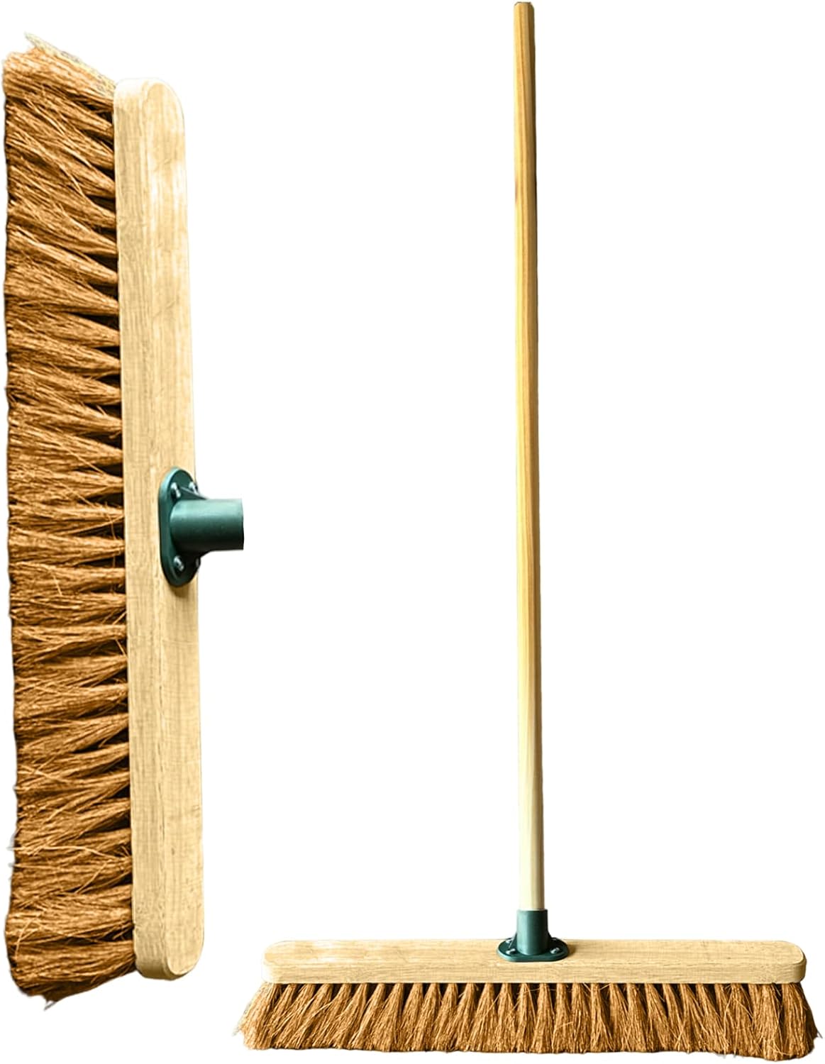 24” Broom Indoor Outdoor Soft Broom Sweeping Brush with Wooden Handle Natural Indoor Floor Brush with Dense Soft Bristles Brooms for Office Warehouse and Garage (Softer Coco Bristles)-0