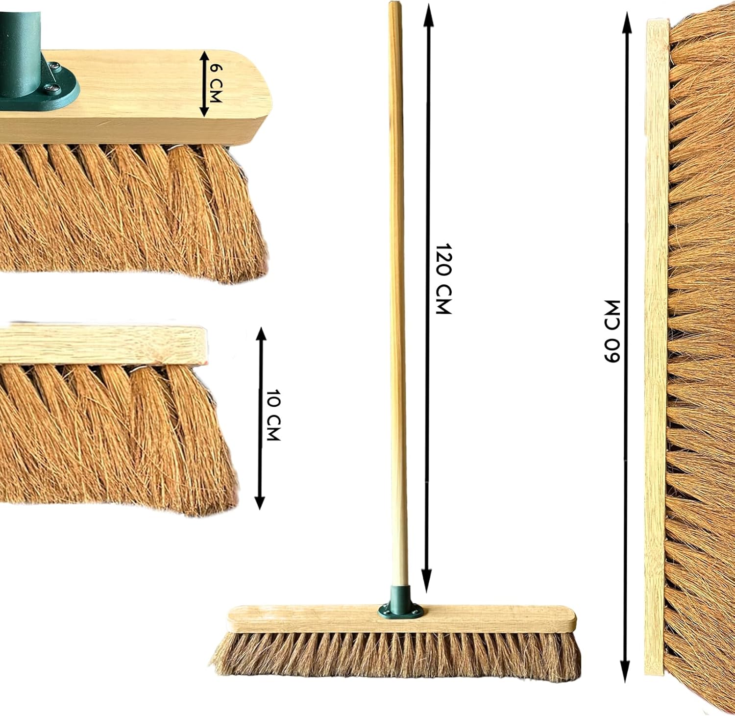 24” Broom Indoor Outdoor Soft Broom Sweeping Brush with Wooden Handle Natural Indoor Floor Brush with Dense Soft Bristles Brooms for Office Warehouse and Garage (Softer Coco Bristles)-1