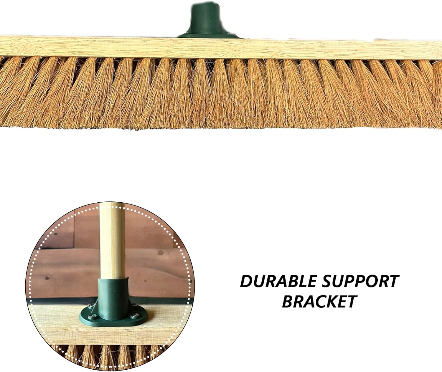 24” Broom Indoor Outdoor Soft Broom Sweeping Brush with Wooden Handle Natural Indoor Floor Brush with Dense Soft Bristles Brooms for Office Warehouse and Garage (Softer Coco Bristles)-4