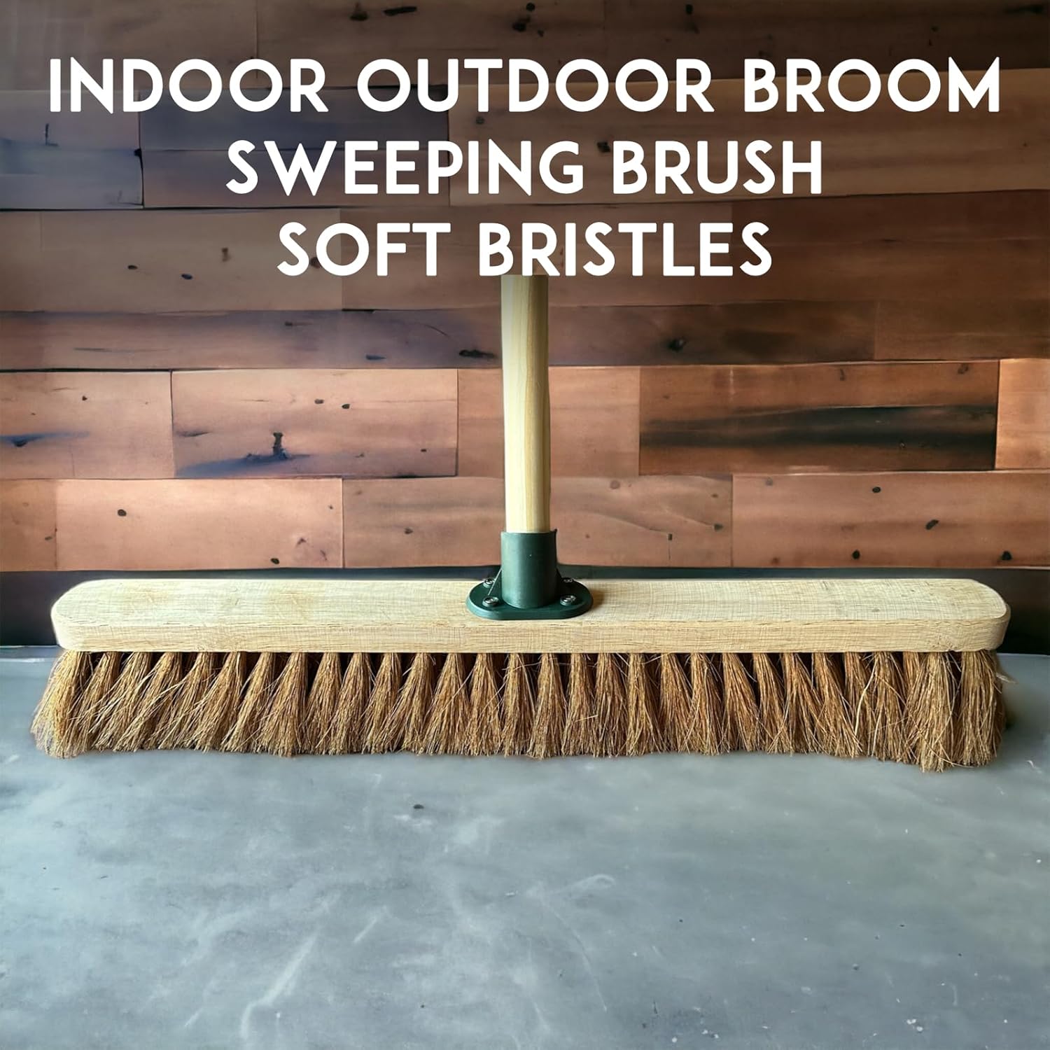 24” Broom Indoor Outdoor Soft Broom Sweeping Brush with Wooden Handle Natural Indoor Floor Brush with Dense Soft Bristles Brooms for Office Warehouse and Garage (Softer Coco Bristles)-6