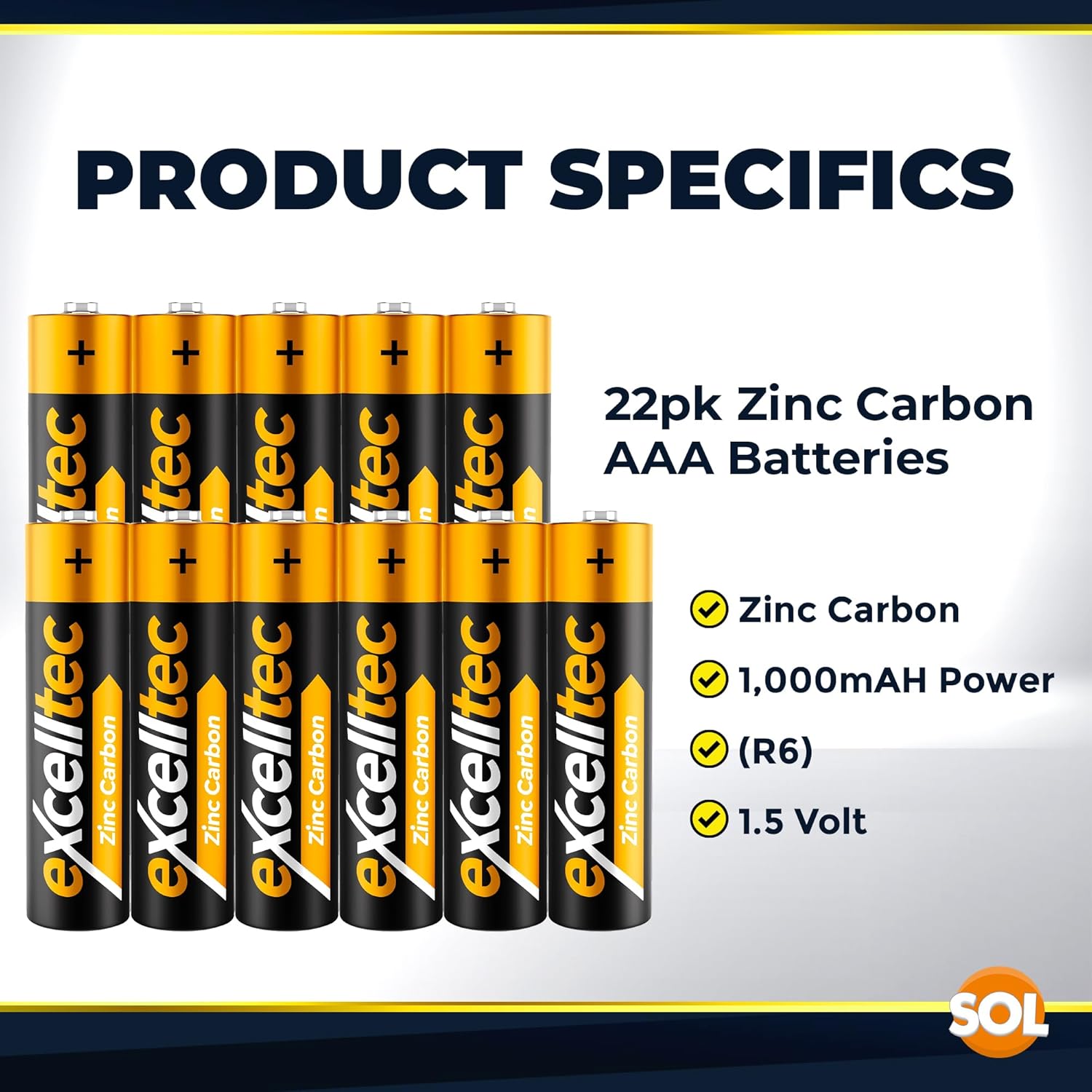 22pk Zinc Carbon Triple AAA Batteries | 1000mAh 1.5v Triple A Battery | Dry Cell Batteries AAA Pack Disposable Household Batteries | AAA Battery | Long Lasting Performance AAA Bateries (2x11pk)-6