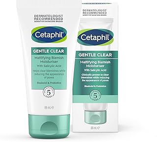 Cetaphil Gentle Clear Mattifying Blemish Face Moisturiser 89ml, Face Cream, Hydrates Skin and Clears breakouts, with Salicylic Acid for Sensitive Skin