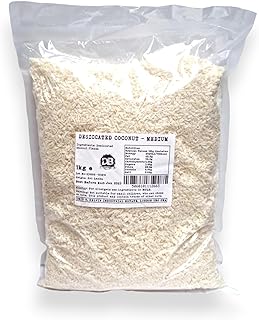 Desiccated Coconut (Medium) - 1kg | GMO FREE Coconut Fibre | Unsweetened Coconut Flakes | Shredded Dehydrated Coconut Flake | Perfect For Coconut Oil, Coconut Milk, Coconut Water Lovers