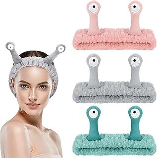 3 PCS Face Wash Headband Spa Headband,Palm and Snail Makeup Headbands Women Elastic Headband Cute Coral Fleece Hair Accessories for Washing Face Shower Sports Beauty Skincare