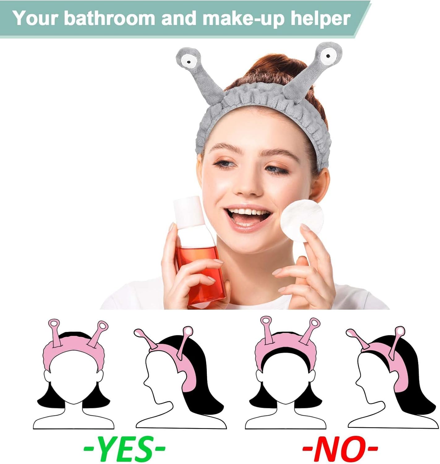 3 PCS Face Wash Headband Spa Headband,Palm and Snail Makeup Headbands Women Elastic Headband Cute Coral Fleece Hair Accessories for Washing Face Shower Sports Beauty Skincare-4