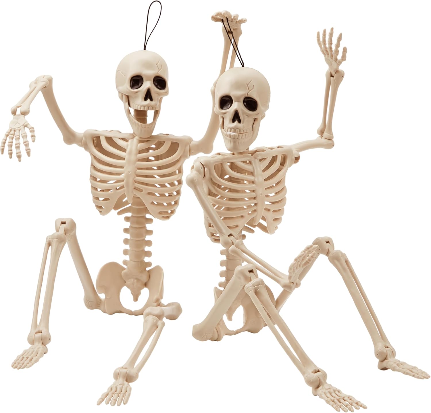 JOYIN 2 PCS 24”(60.9 cm) Halloween Skeletons Full Body Posable Skeletons Human Plastic Bones with Movable Joints for Spooky Halloween Indoor and Outdoor Decorations-0