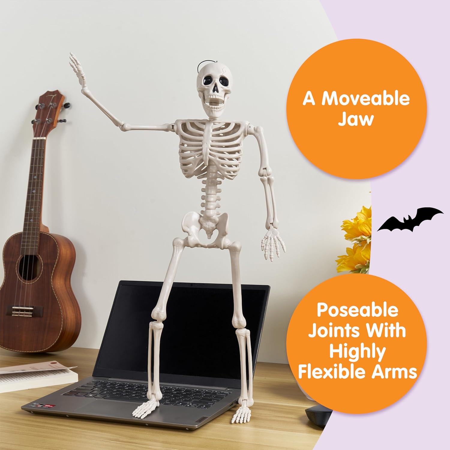 JOYIN 2 PCS 24”(60.9 cm) Halloween Skeletons Full Body Posable Skeletons Human Plastic Bones with Movable Joints for Spooky Halloween Indoor and Outdoor Decorations-5