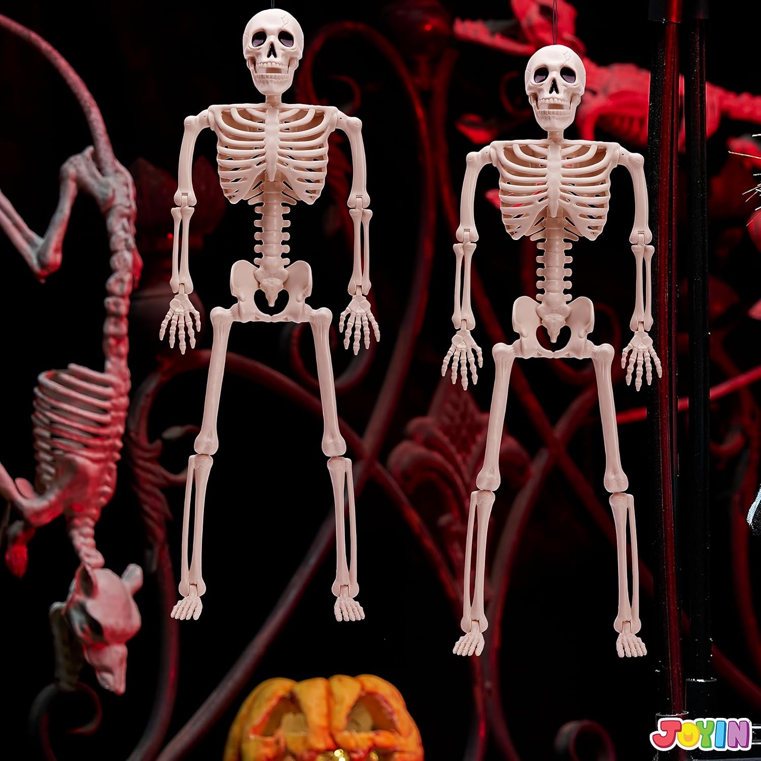 JOYIN 2 PCS 24”(60.9 cm) Halloween Skeletons Full Body Posable Skeletons Human Plastic Bones with Movable Joints for Spooky Halloween Indoor and Outdoor Decorations-8