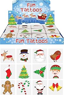 HENBRANDT 72 x Mini Christmas Temporary Tattoos for Children 12pc Packs Kids Festive Xmas Party Bag Favours Stocking Presents Advent Calendar Fillers for Boys and Girls