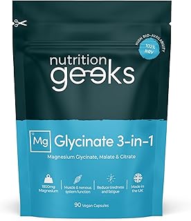 Magnesium Glycinate 3-in-1 Complex - 1800mg Supplements as Bisglycinate, Citrate & Malate 90 Vegan Capsules, Triple High Absorption 384mg Elemental, UK Made