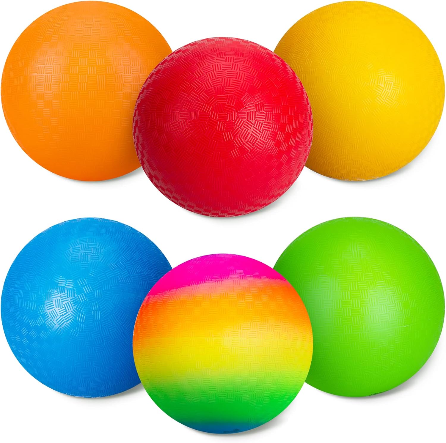 U&C Planet 6/12 Pack of Playground Balls 8.5 Inch Kickballs Set Dodge Ball with Pump Gaga Ball Handball Soft Boucy Balls Kids Rainbow Balls Play Camps School Garden-0