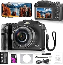 Digitai 4K Compact Camera for Photography, 48MP Vlogging Camera with Wi-Fi and Free 64GB SD Card, 18x Digital Zoom, Dual Lens Selfie Function