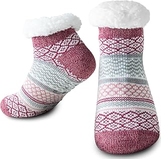 Cirorld Slipper Fluffy Socks for Women Men, Warm Bed Socks Christmas Socks, Winter Thick Fuzzy Socks Slipper Socks With Grippers, One Size Non Slip 5-11