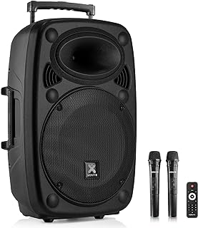 VONYX VERVE-46 15-Inch Portable PA Speaker, 1000W Battery Powered Sound System, Wireless Mics Included, Perfect Portable PA System & Speaker With Microphone for Events, Parties, and Presentations