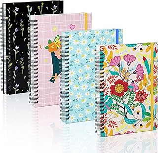 4 Pads of A5 Spiral Sticky Notebook, 21 x 14.5 cm, Each with 9 Pads of Decorated Sticky Notes and a Handy Notebook in one,Mixed Designs 4 Packs